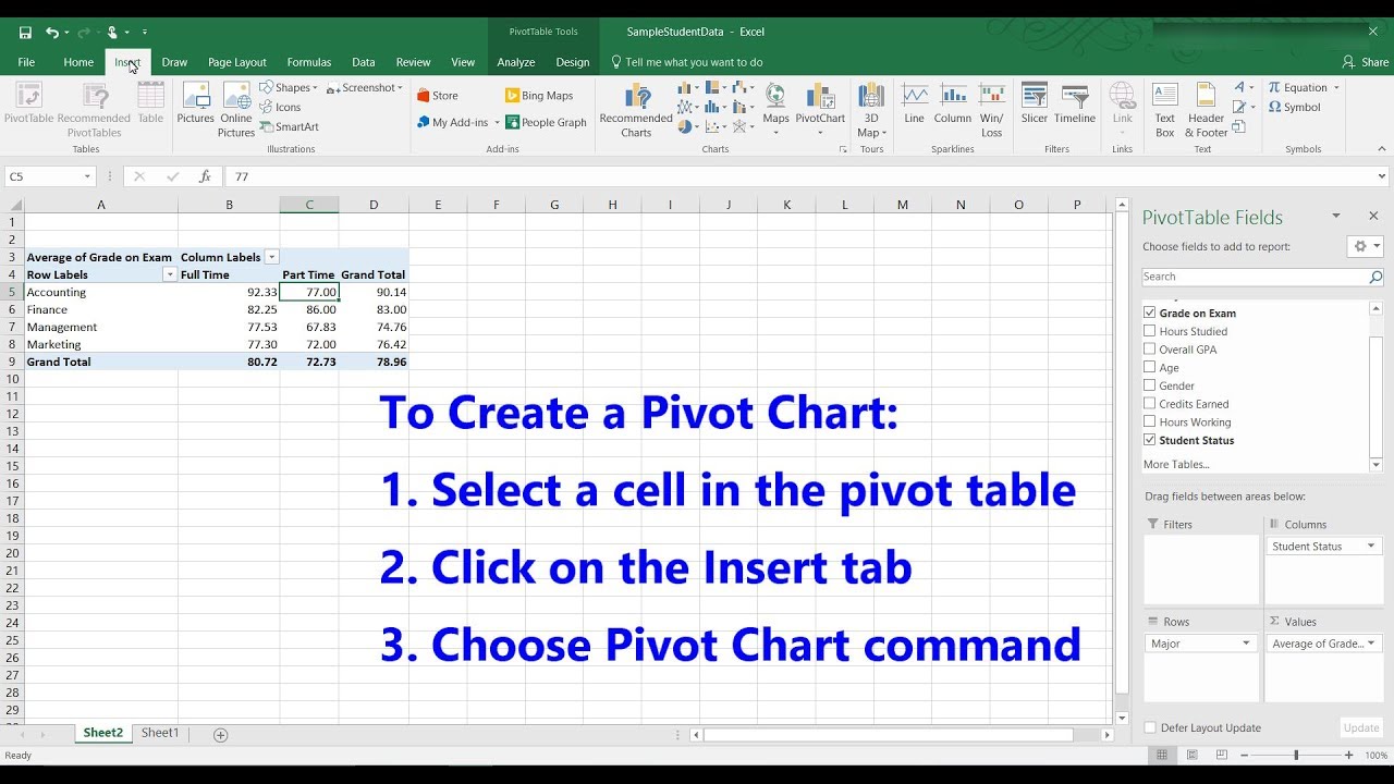 insert a pivot chart in excel 2016 for mac